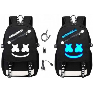PLECAK SZKOLNY ŚWIECĄCY MARSHMELLO USB KŁÓDKA