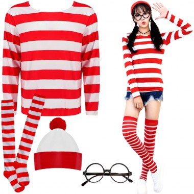 STRÓJ PRZEBRANIE GDZIE JEST WALLY KARNAWAŁ HALLOWEEN WHERE'S WALLY DLA KOBIET