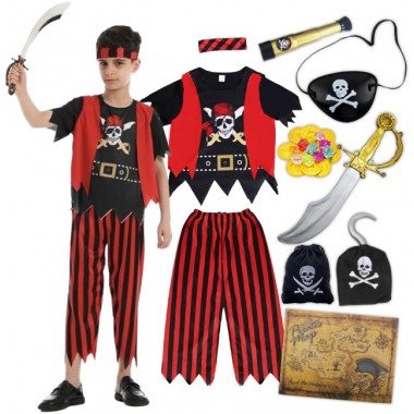 STRÓJ PIRATA KORSARZ PIRAT ROZBÓJNIK PRZEBRANIE KARNAWAŁ HALLOWEEN ZESTAW