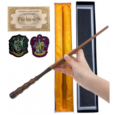 RÓŻDŻKA CZARODZIEJA MAGICZNA MAG HARRY CZARODZIEJ GEORGE METALOWY RDZEŃ 37CM zestaw