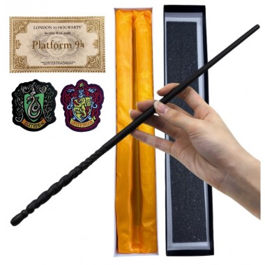 RÓŻDŻKA CZARODZIEJA MAGICZNA MAG HARRY CZARODZIEJ GINNY METALOWY RDZEŃ 37CM zestaw