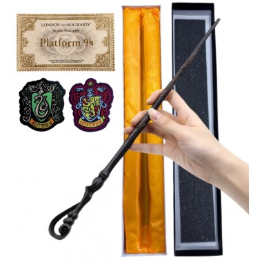 RÓŻDŻKA CZARODZIEJA MAGICZNA MAG HARRY CZARODZIEJ FLEUR METALOWY RDZEŃ 37CM zestaw