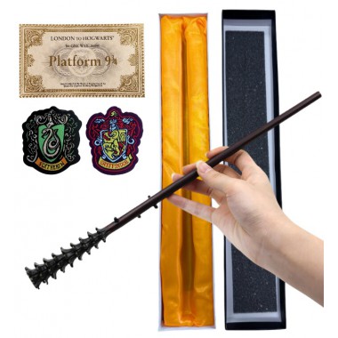 RÓŻDŻKA CZARODZIEJA MAGICZNA MAG HARRY CZARODZIEJ FRED METALOWY RDZEŃ 35CM zestaw