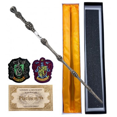 RÓŻDŻKA CZARODZIEJA MAGICZNA MAG HARRY CZARODZIEJ ALBUS METALOWY RDZEŃ 34 CM zestaw