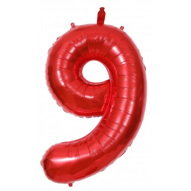 BALON CYFRA NUMER 9 URODZINY ROCZNICA DUŻA 75 CM CZERWONY